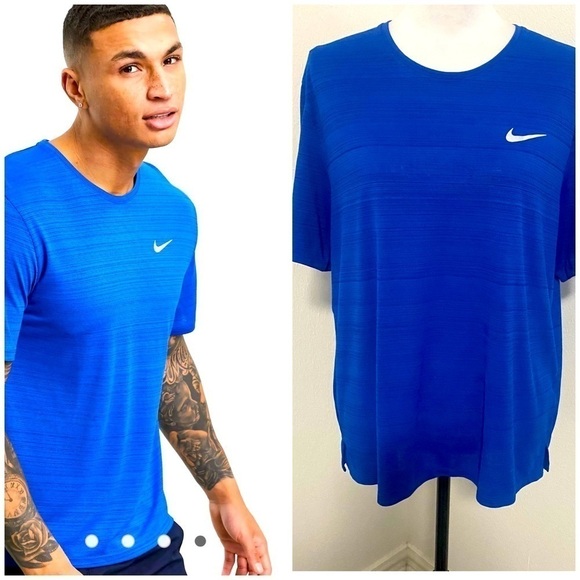Nike Running Dri-Fit Men’s Miler Pullover T-Shirt Large S/S Crewneck Polyester - Picture 1 of 8